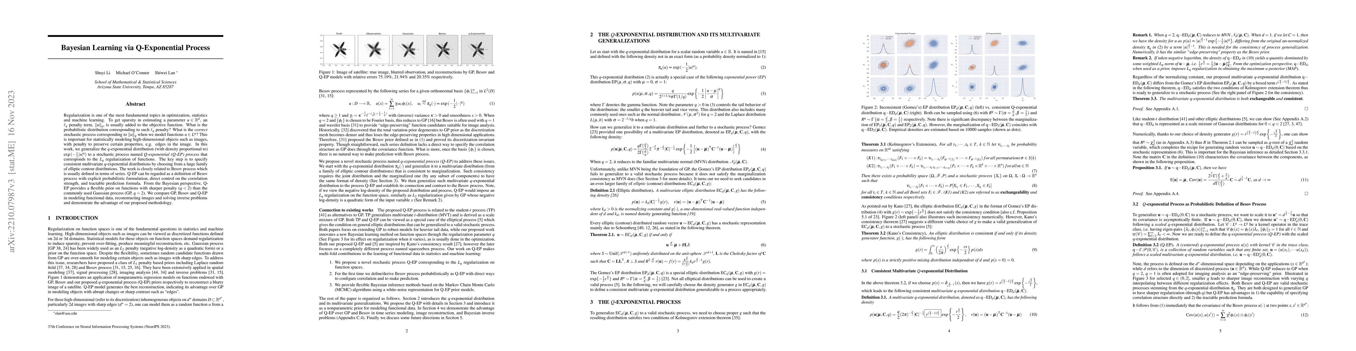 Thumbnail for Bayesian Learning via Q-Exponential Process