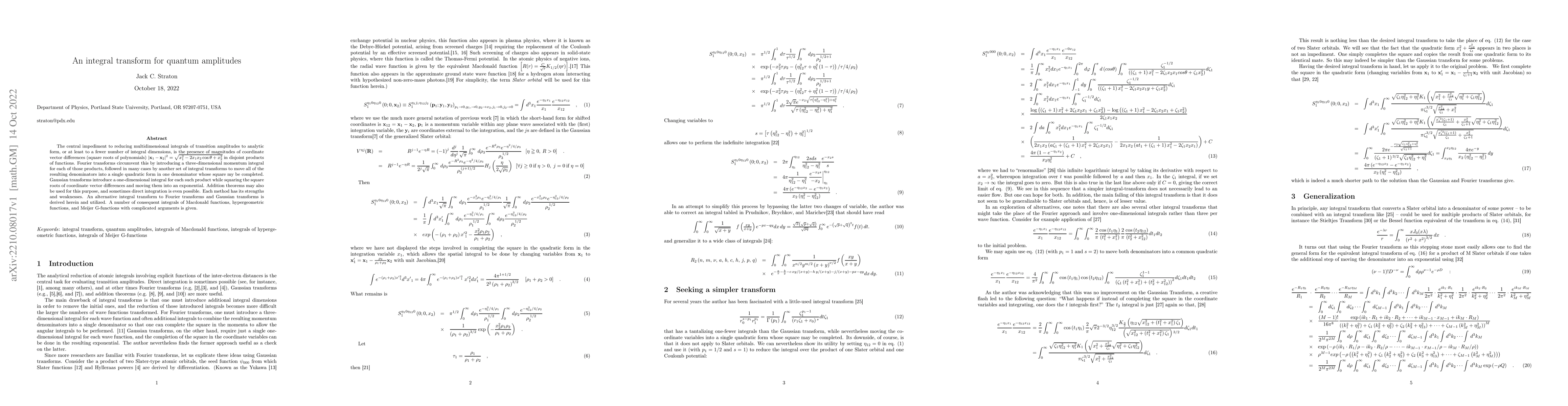 Thumbnail for An integral transform for quantum amplitudes