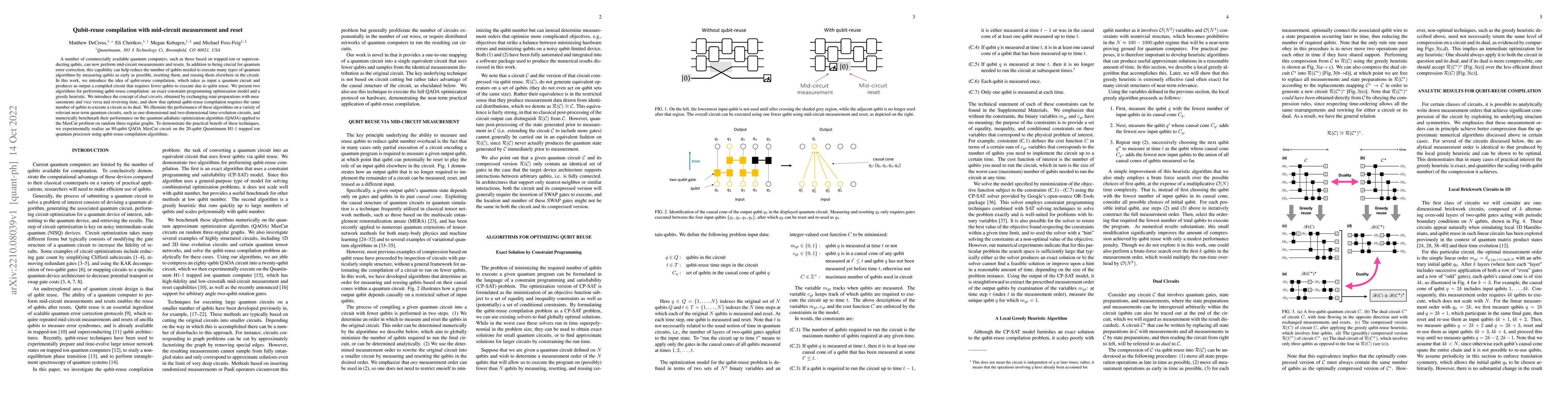 Thumbnail for Qubit-reuse compilation with mid-circuit measurement and reset