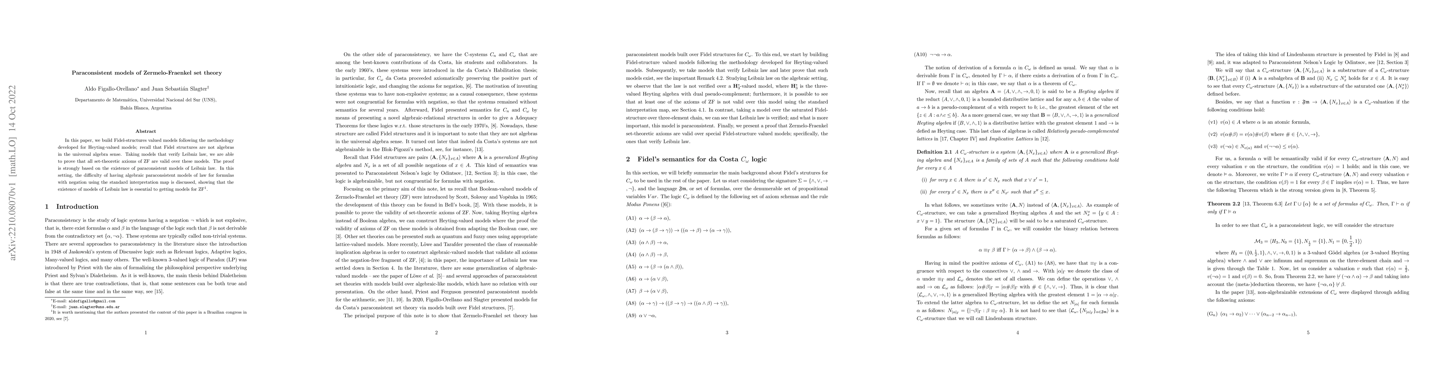 Thumbnail for Paraconsistent models of Zermelo-Fraenkel set theory