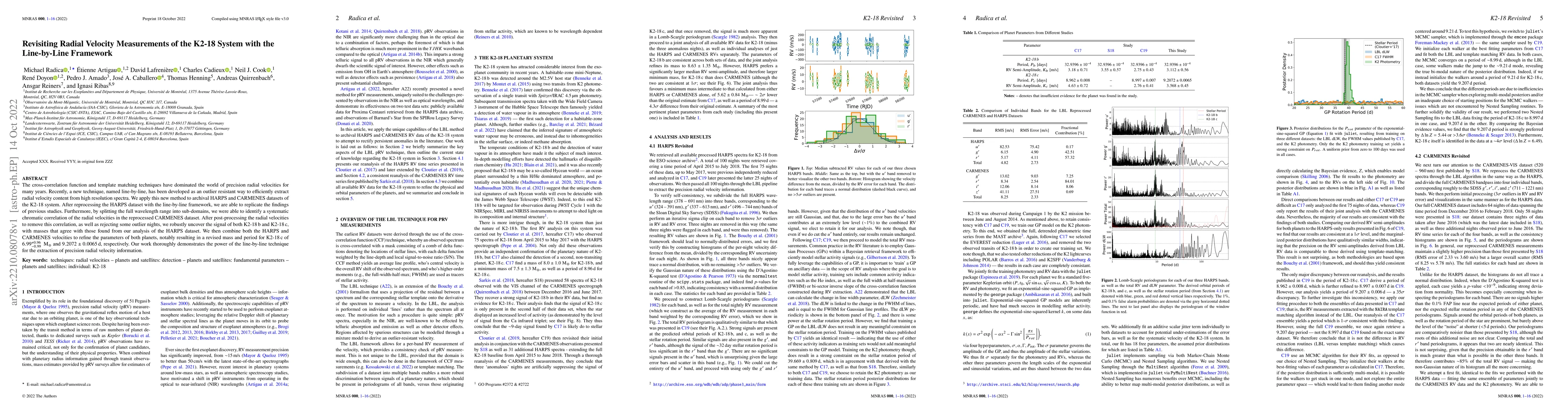 Thumbnail for Revisiting Radial Velocity Measurements of the K2-18 System with the
  Line-by-Line Framework