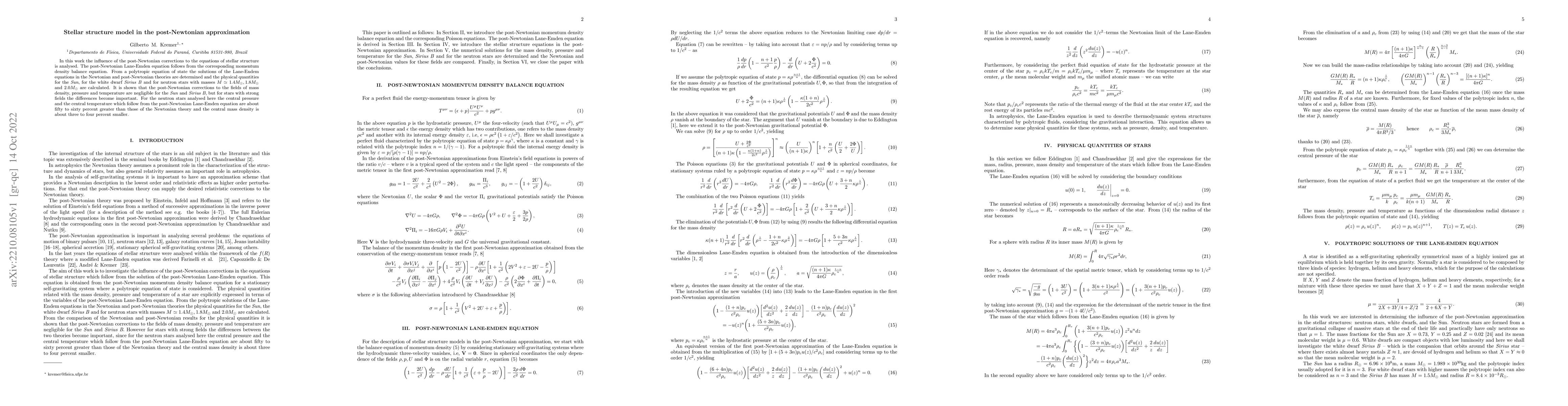 Thumbnail for Stellar structure model in the post-Newtonian approximation