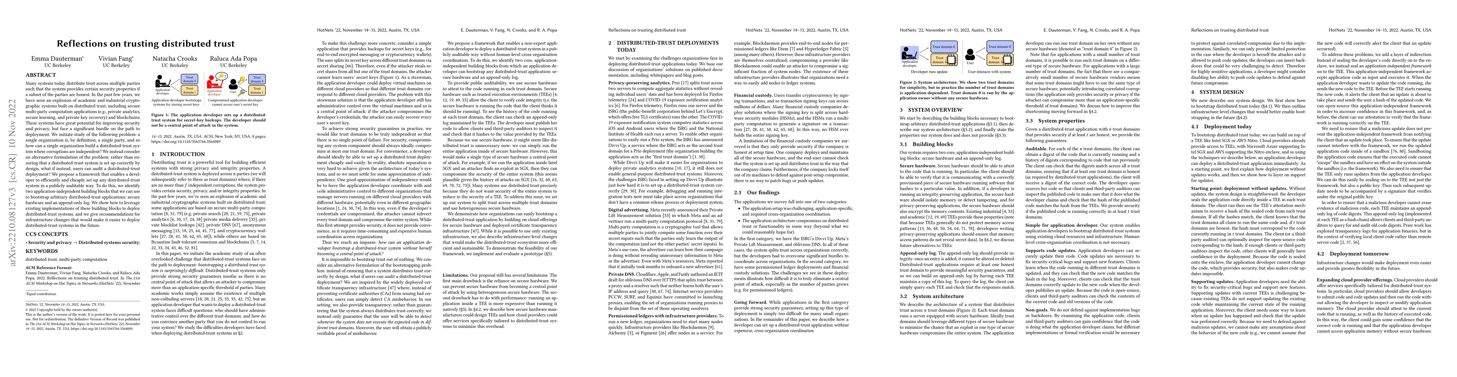 Thumbnail for Reflections on trusting distributed trust