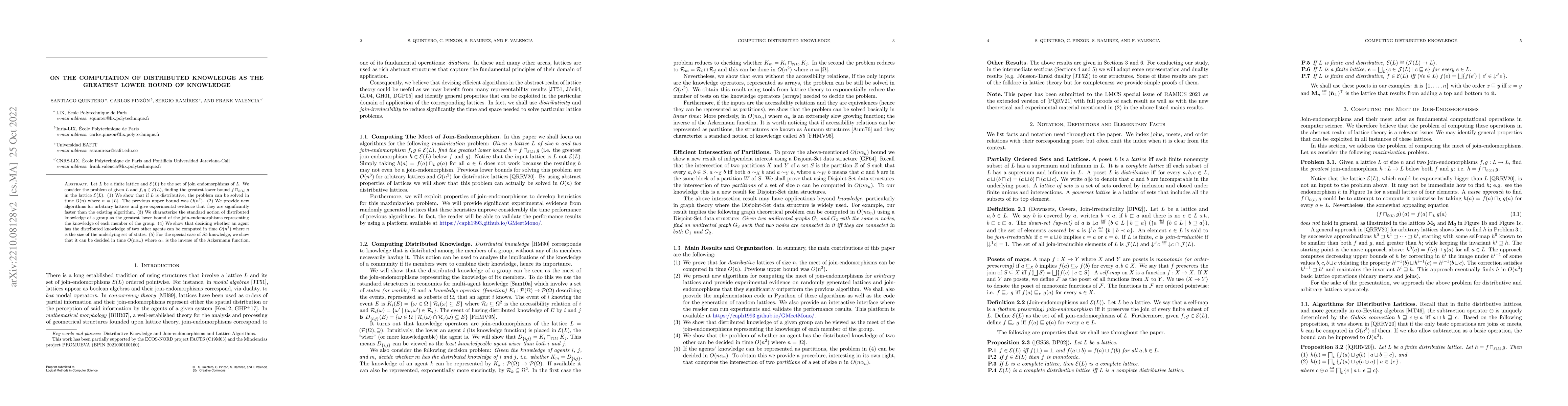 Thumbnail for On the Computation of Distributed Knowledge as the Greatest Lower Bound
  of Knowledge