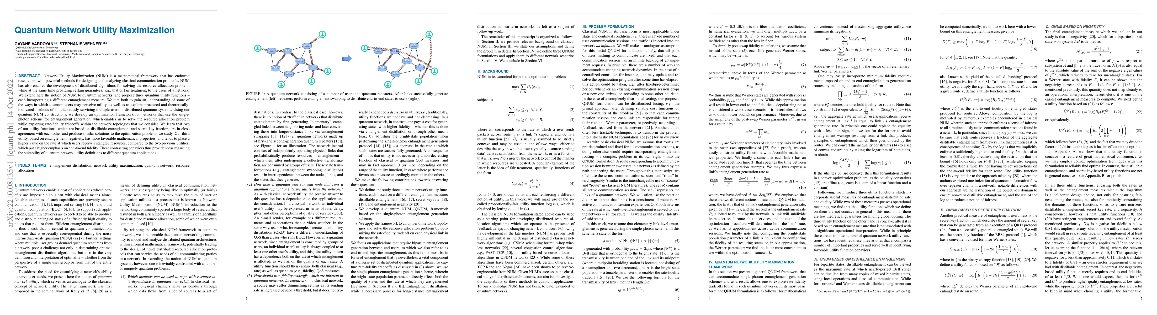 Thumbnail for Quantum Network Utility Maximization
