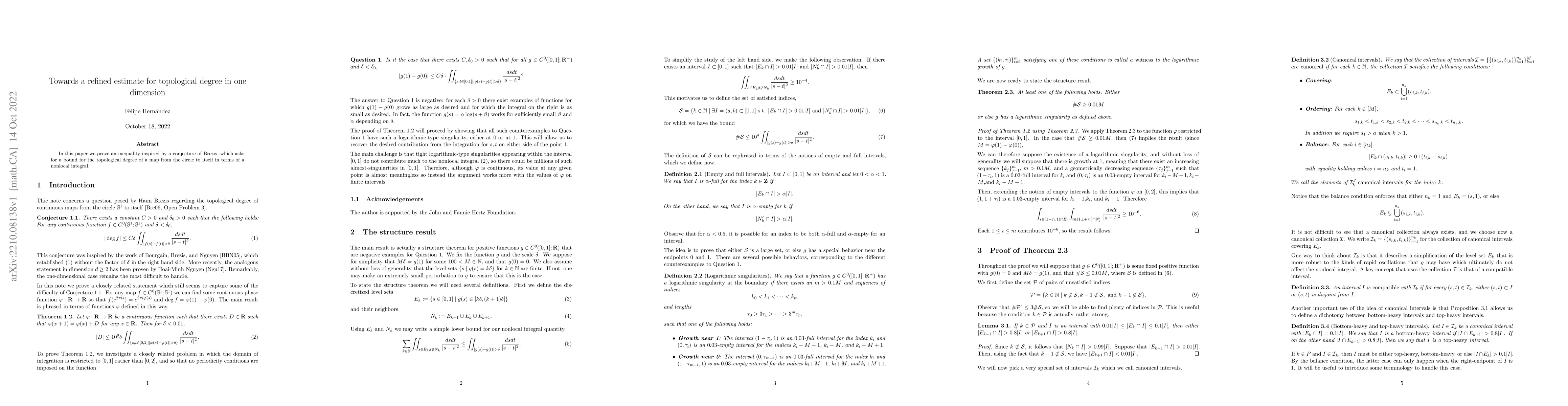 Thumbnail for Towards a refined estimate for topological degree in one dimension