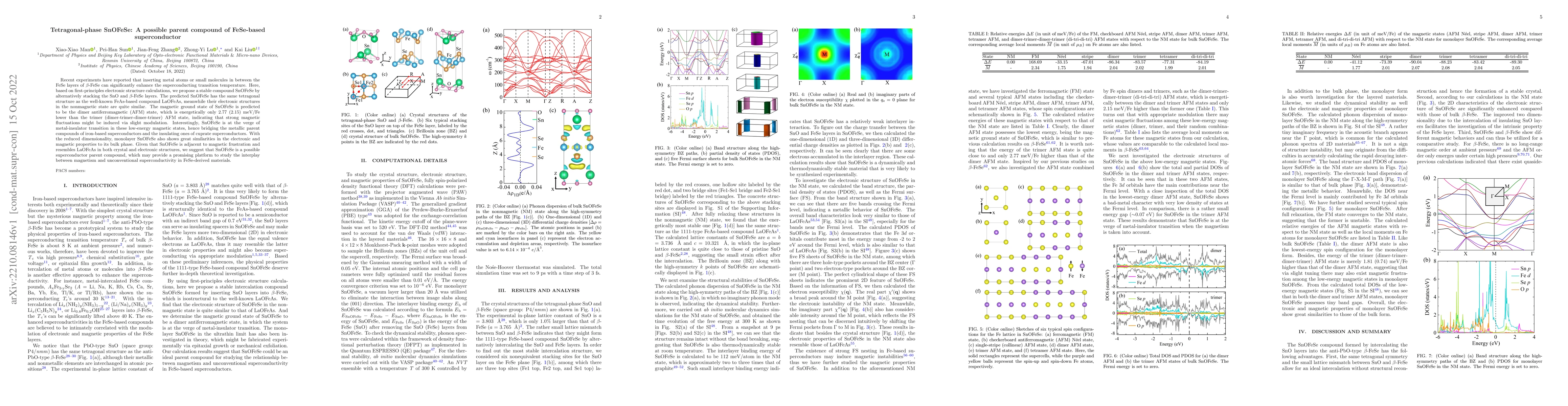 Thumbnail for Tetragonal-phase SnOFeSe: A possible parent compound of FeSe-based
  superconductor