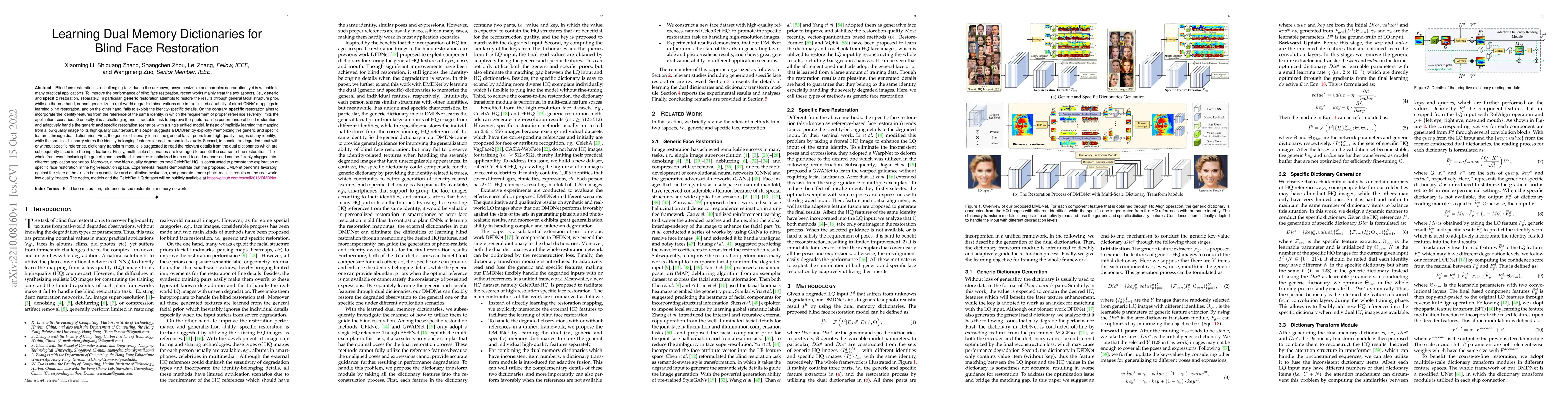 Thumbnail for Learning Dual Memory Dictionaries for Blind Face Restoration