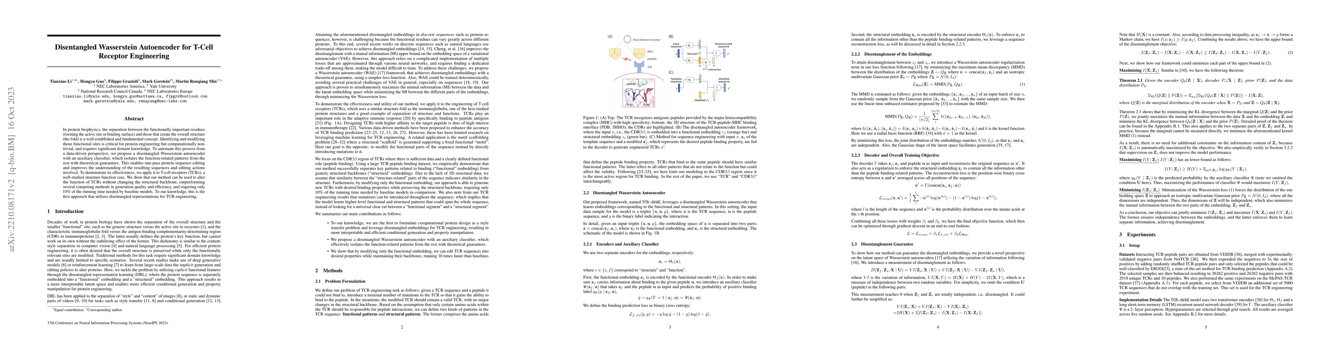 Thumbnail for Disentangled Wasserstein Autoencoder for T-Cell Receptor Engineering