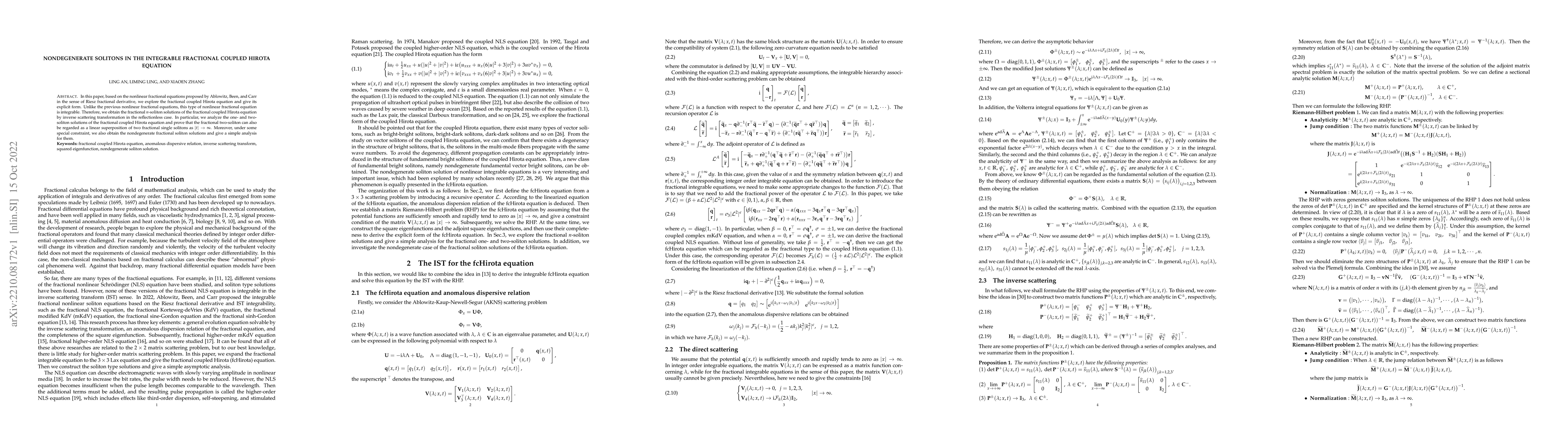 Thumbnail for Nondegenerate solitons in the integrable fractional coupled Hirota
  equation