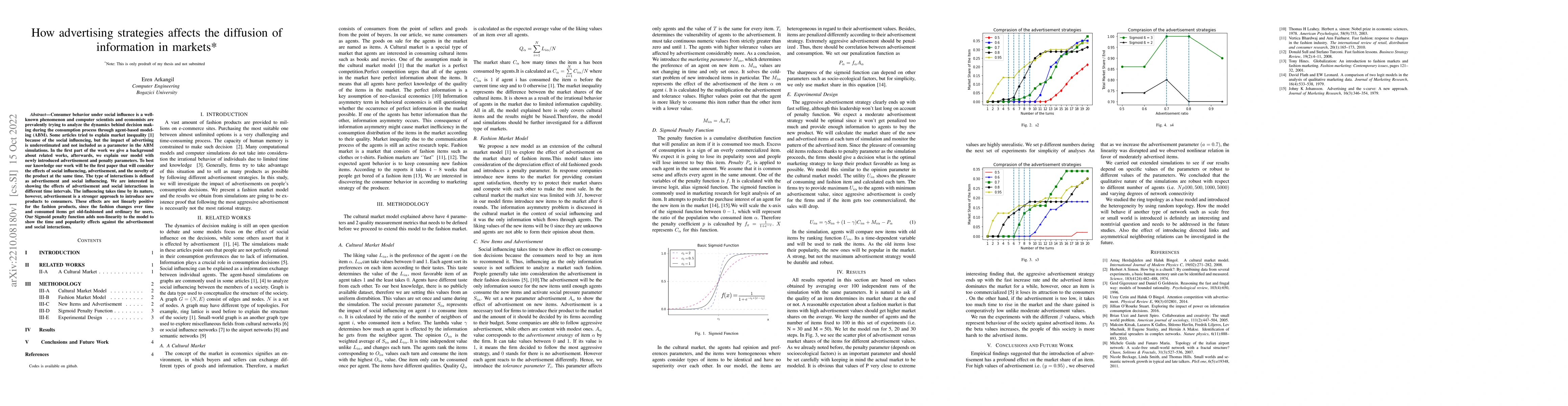 Thumbnail for How advertising strategies affects the diffusion of information in
  markets