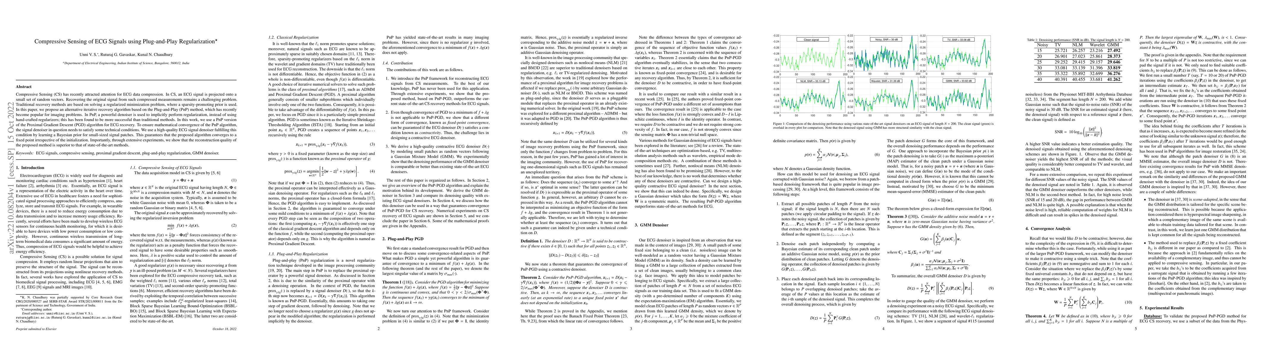 Thumbnail for Compressive Sensing of ECG Signals using Plug-and-Play Regularization