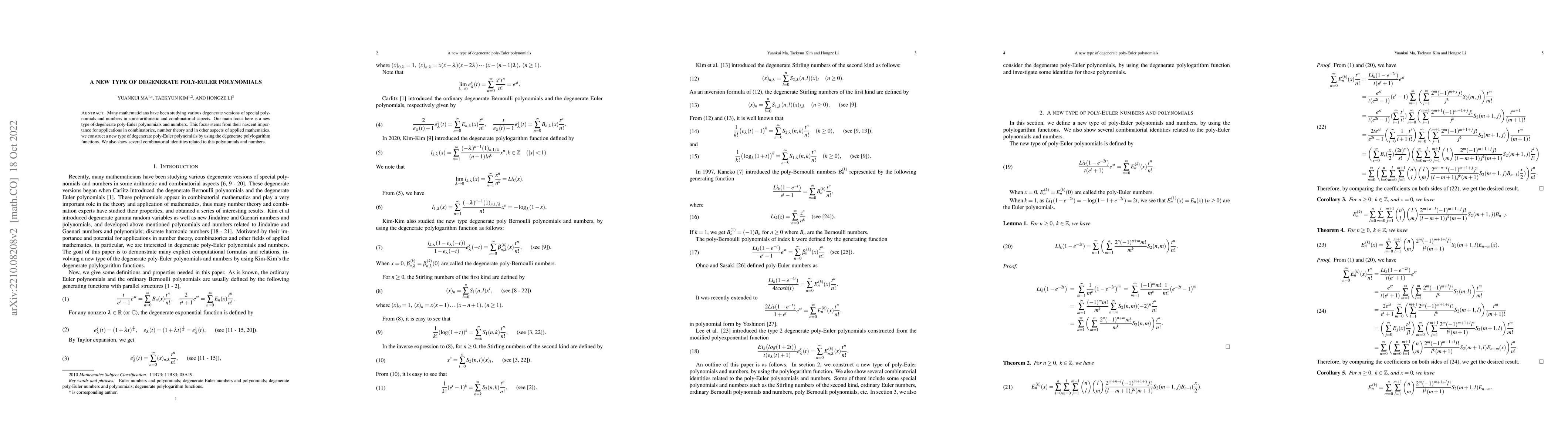 Thumbnail for A new type of degenerate poly-Euler polynomials