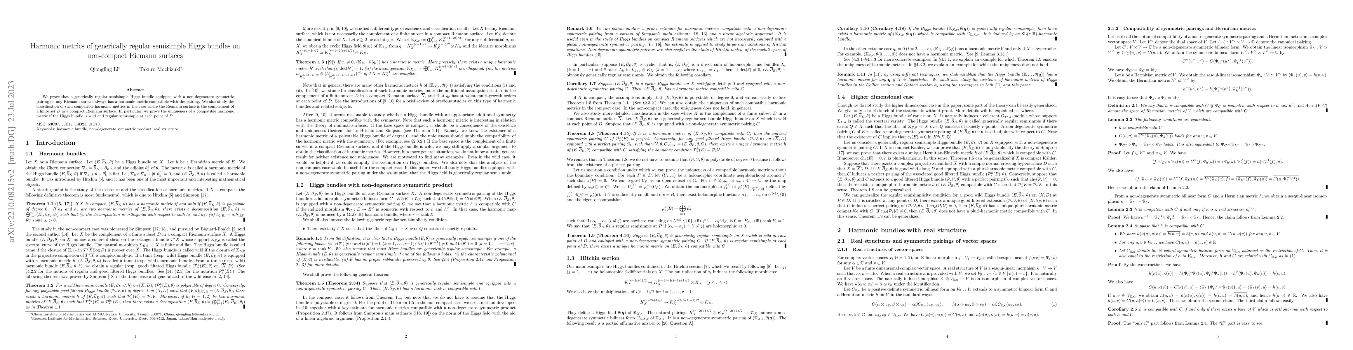 Thumbnail for Harmonic metrics of generically regular semisimple Higgs bundles on
  non-compact Riemann surfaces