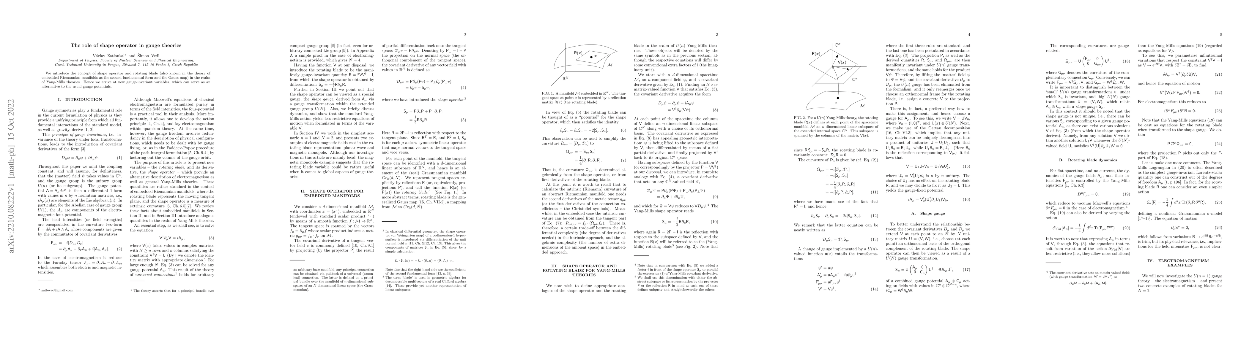 Thumbnail for The role of shape operator in gauge theories