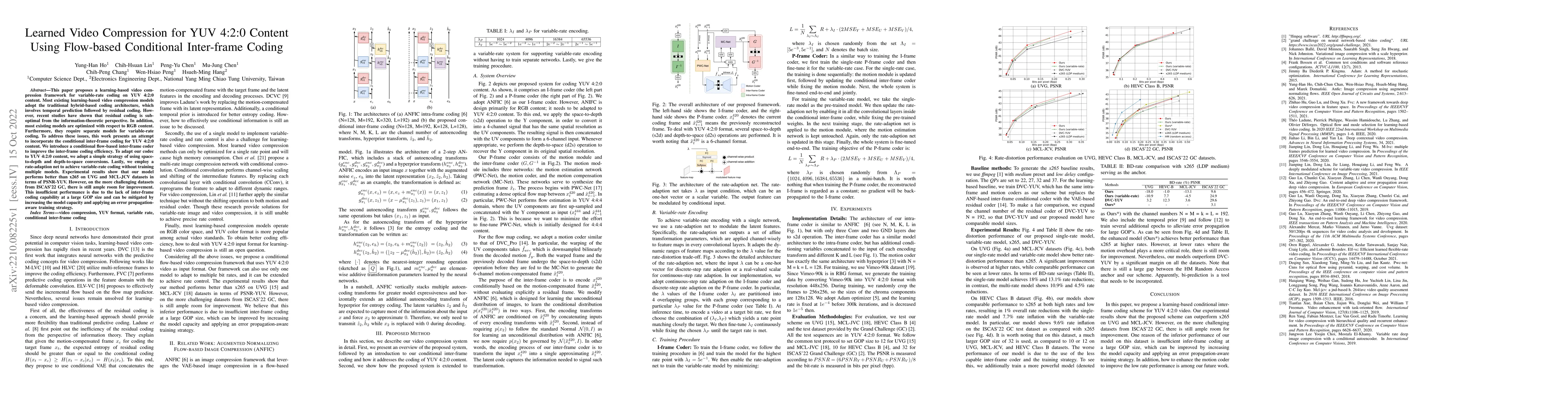 Thumbnail for Learned Video Compression for YUV 4:2:0 Content Using Flow-based
  Conditional Inter-frame Coding
