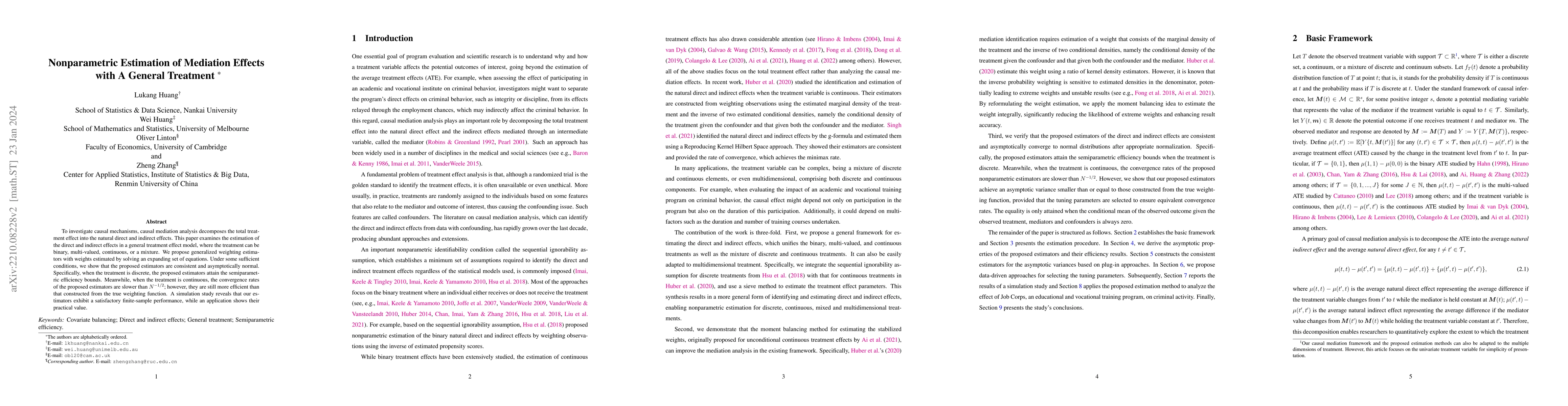Thumbnail for Nonparametric Estimation of Mediation Effects with A General Treatment