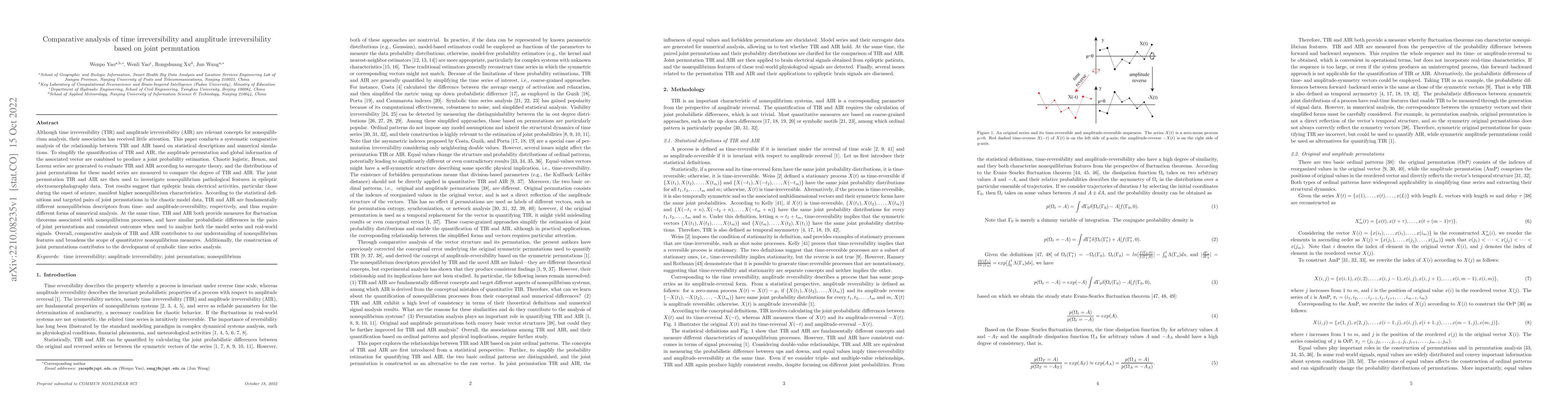 Thumbnail for Comparative analysis of time irreversibility and amplitude
  irreversibility based on joint permutation