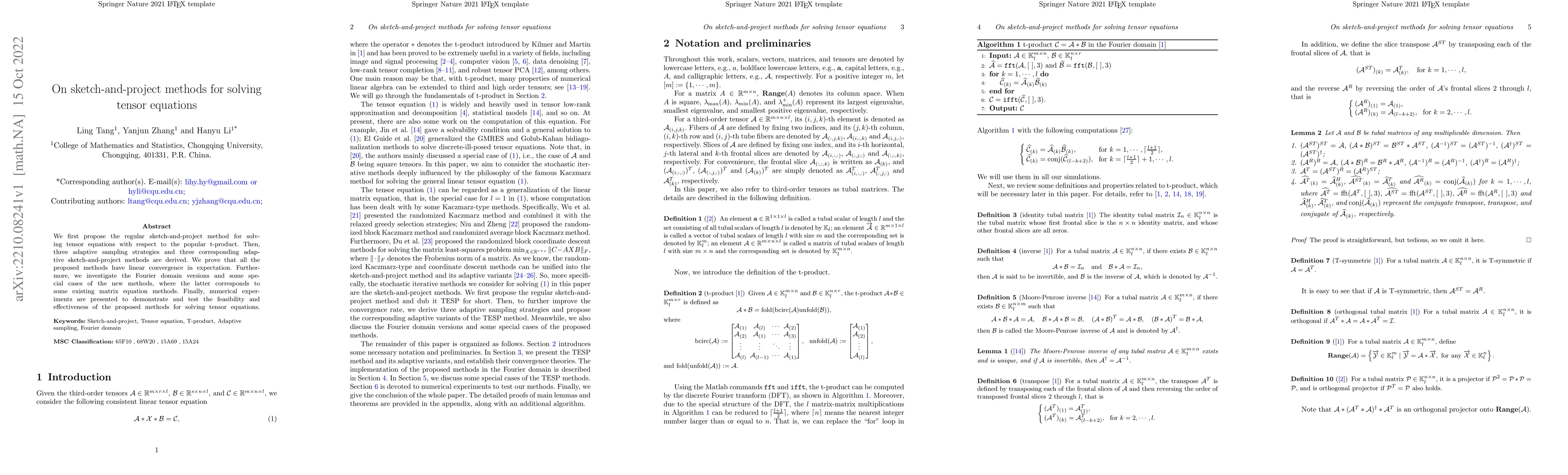 Thumbnail for On sketch-and-project methods for solving tensor equations