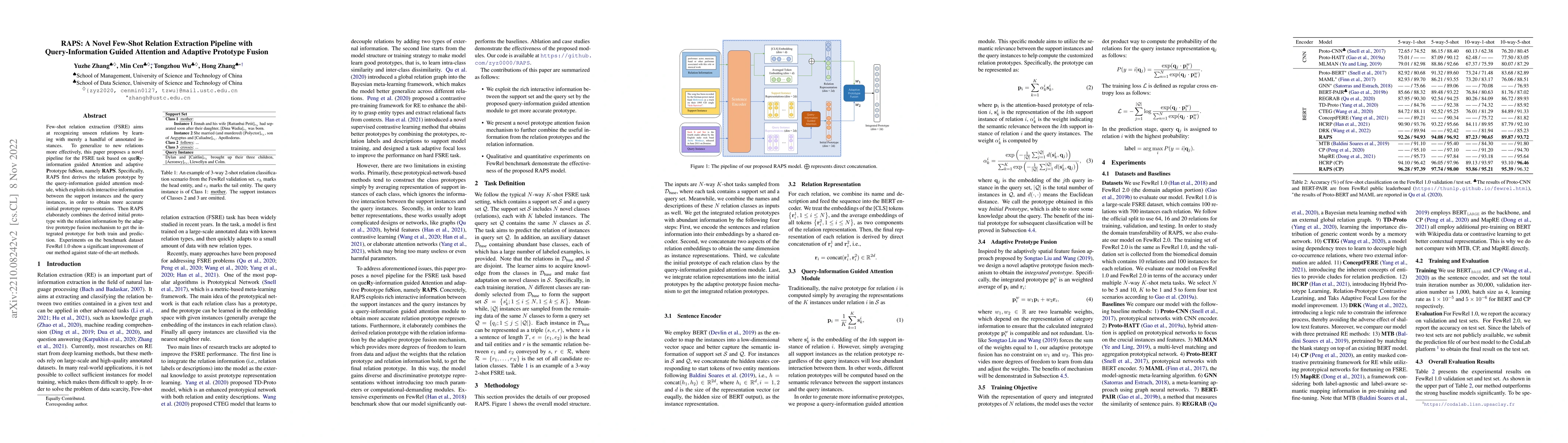 Thumbnail for RAPS: A Novel Few-Shot Relation Extraction Pipeline with
  Query-Information Guided Attention and Adaptive Prototype Fusion