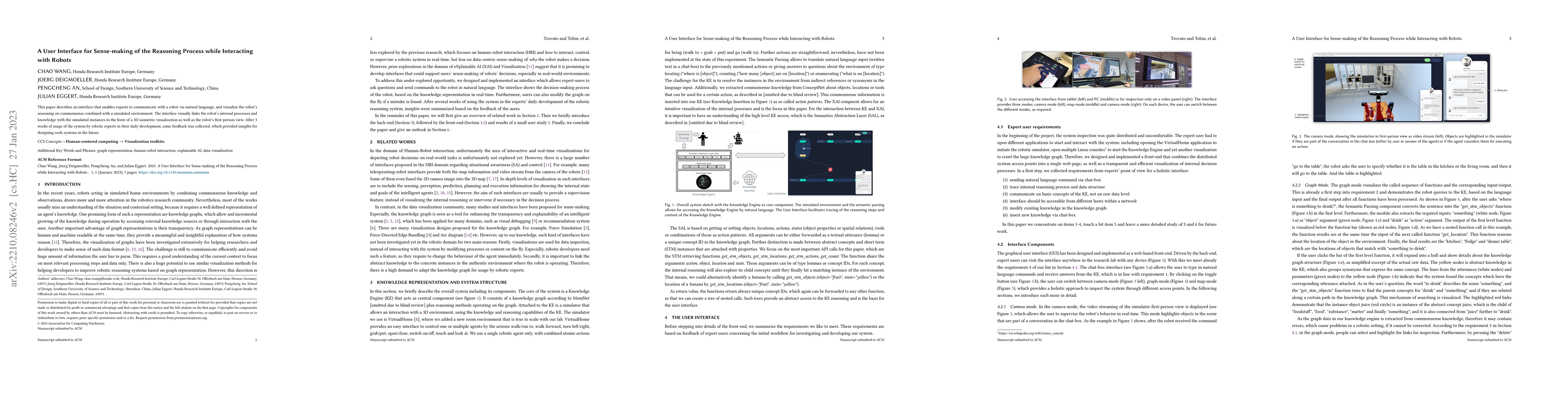 Thumbnail for A User Interface for Sense-making of the Reasoning Process while
  Interacting with Robots