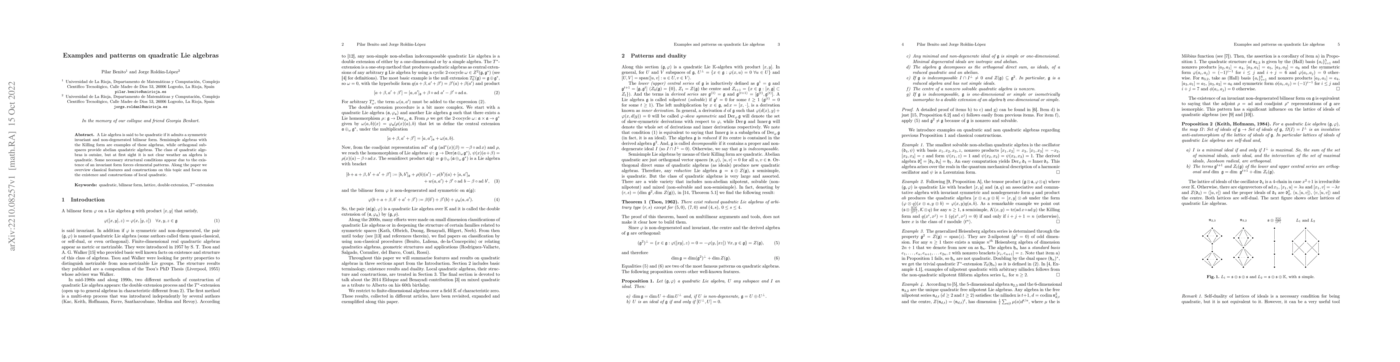Thumbnail for Examples and patterns on quadratic Lie algebras
