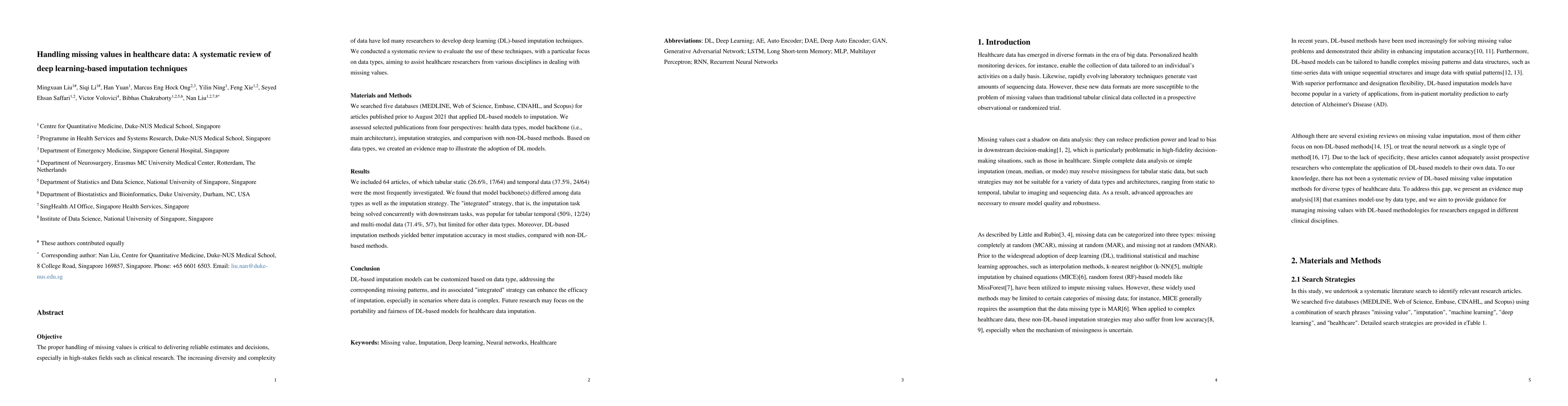 Thumbnail for Handling missing values in healthcare data: A systematic review of deep
  learning-based imputation techniques