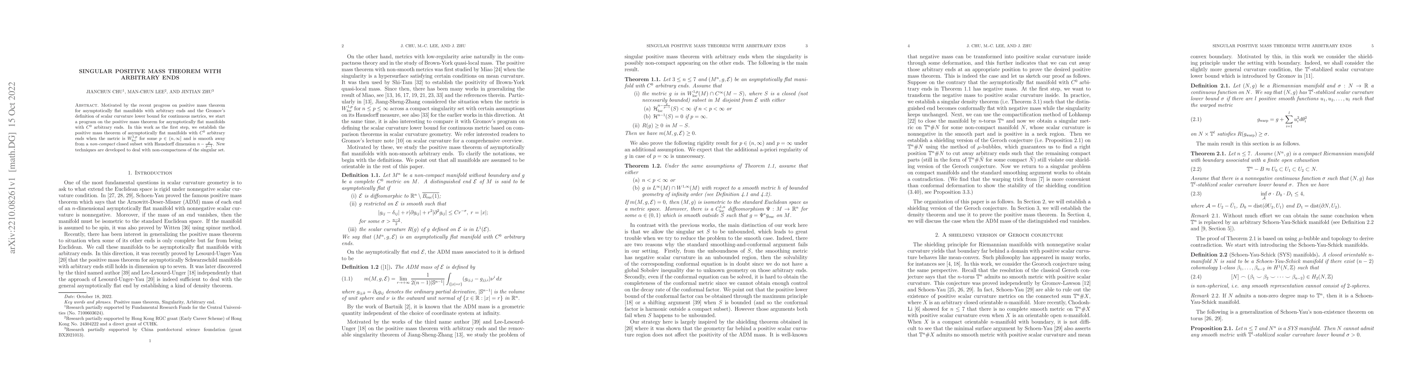 Thumbnail for Singular positive mass theorem with arbitrary ends