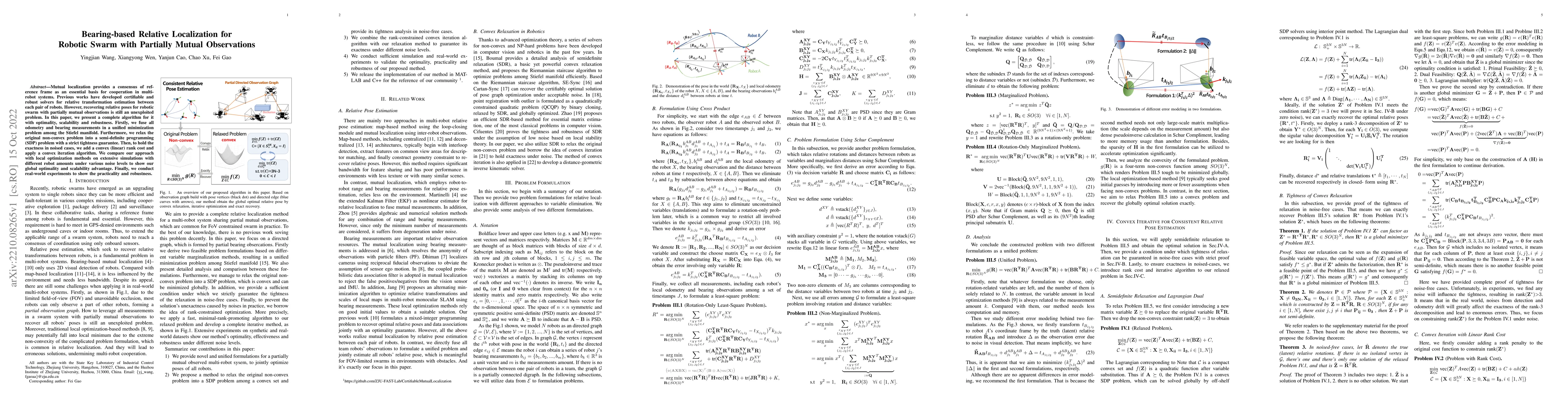 Thumbnail for Bearing-based Relative Localization for Robotic Swarm with Partially
  Mutual Observations