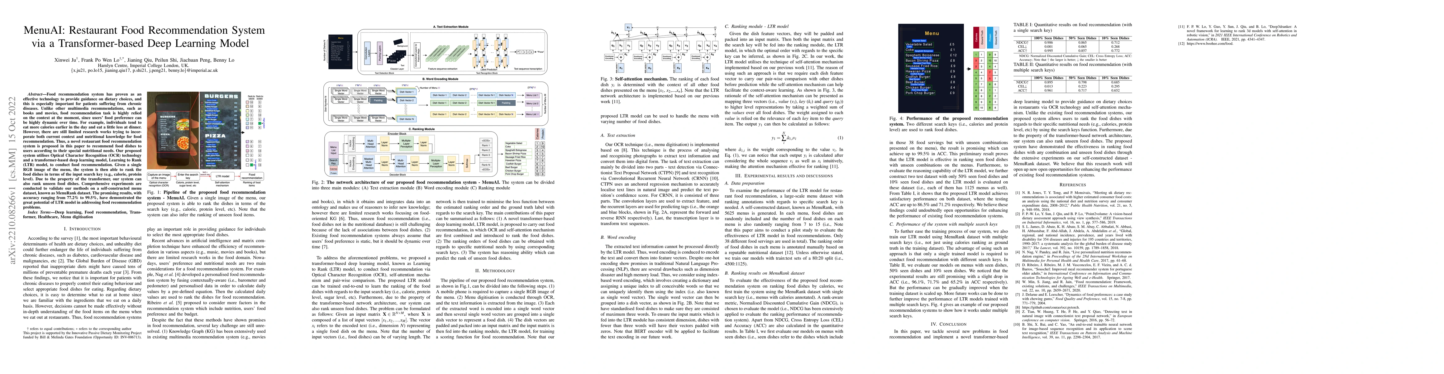 Thumbnail for MenuAI: Restaurant Food Recommendation System via a Transformer-based
  Deep Learning Model