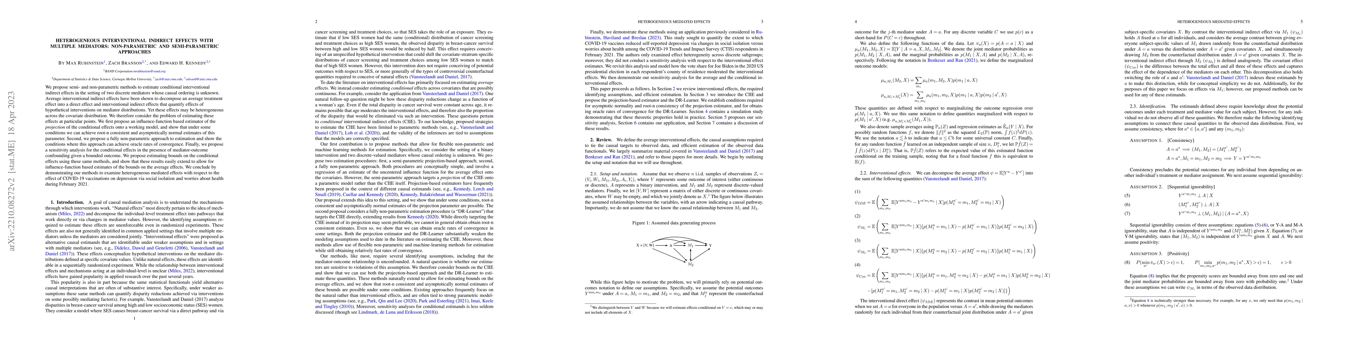 Thumbnail for Heterogeneous interventional indirect effects with multiple mediators:
  non-parametric and semi-parametric approaches