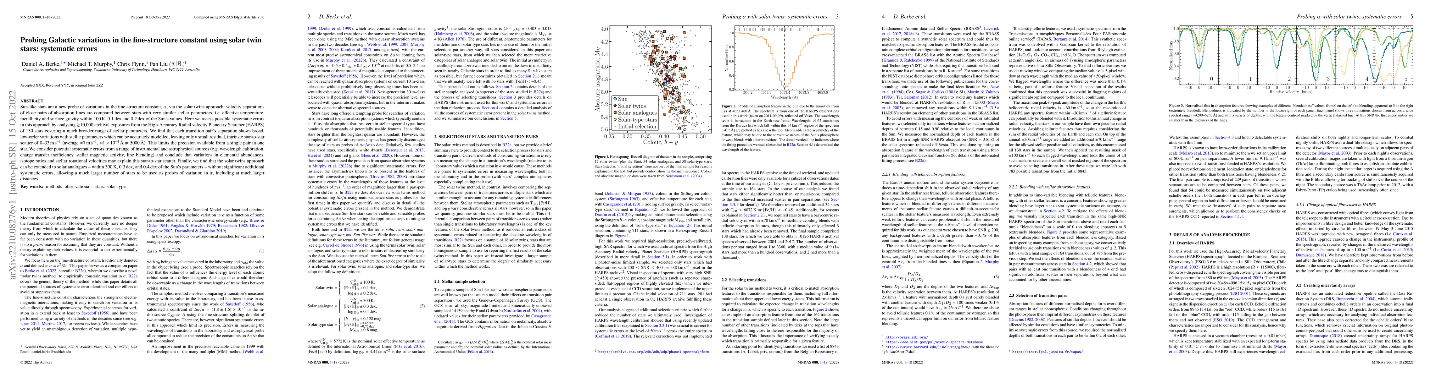 Thumbnail for Probing Galactic variations in the fine-structure constant using solar
  twin stars: systematic errors