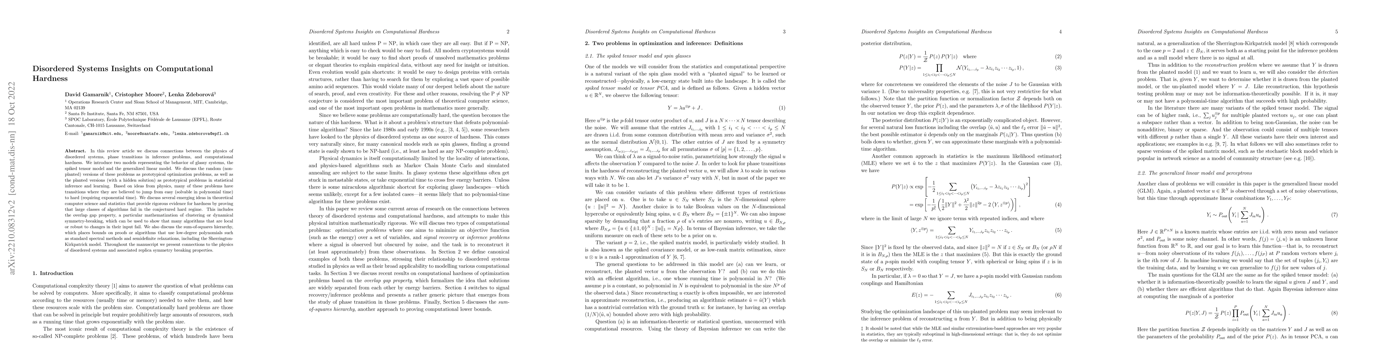Thumbnail for Disordered Systems Insights on Computational Hardness