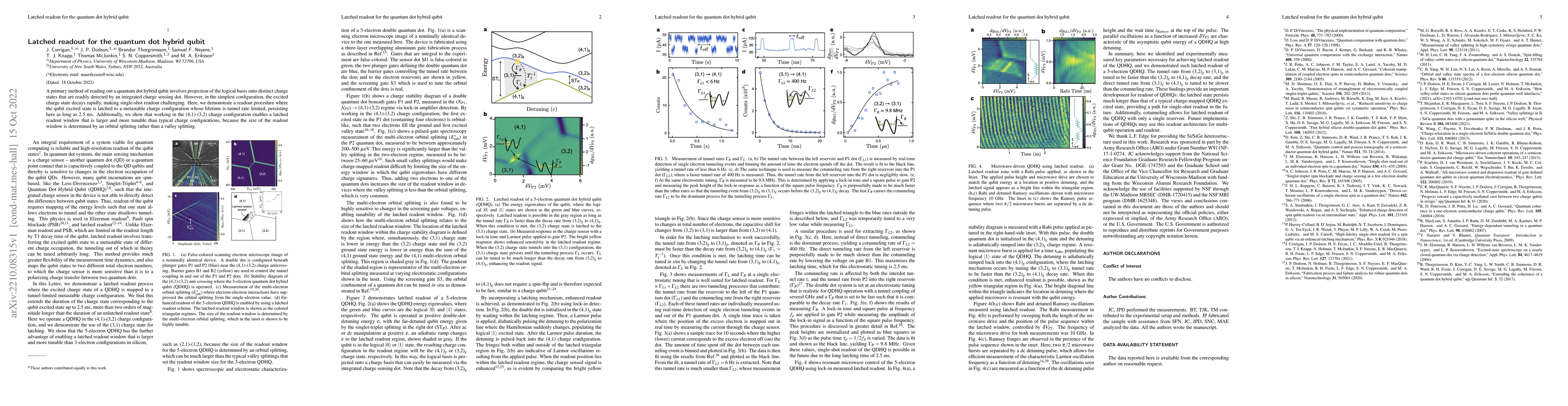 Thumbnail for Latched readout for the quantum dot hybrid qubit