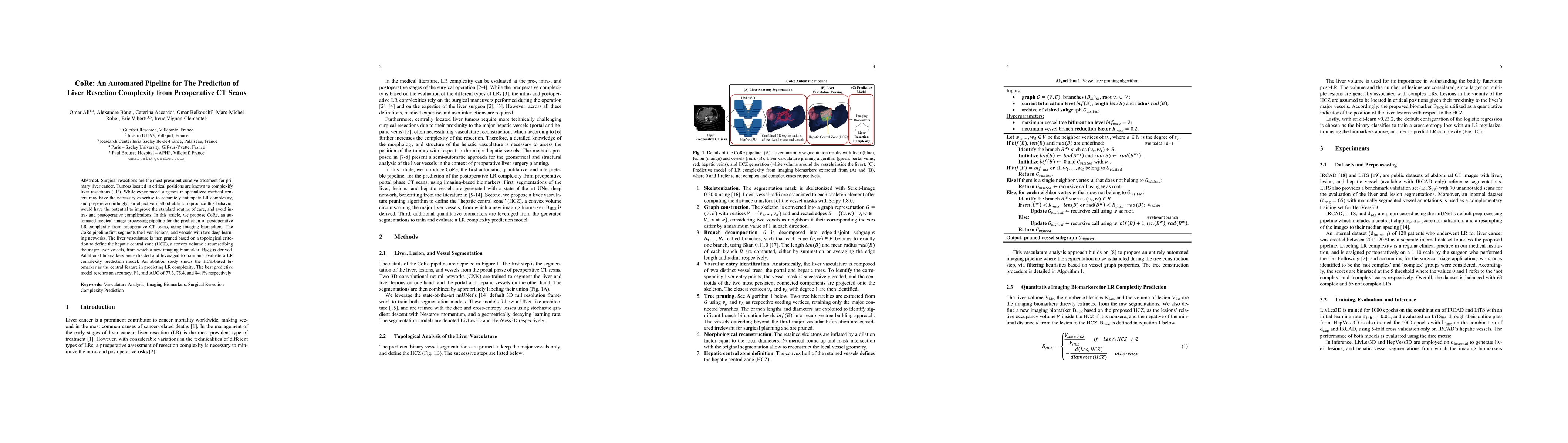 Thumbnail for CoRe: An Automated Pipeline for The Prediction of Liver Resection
  Complexity from Preoperative CT Scans