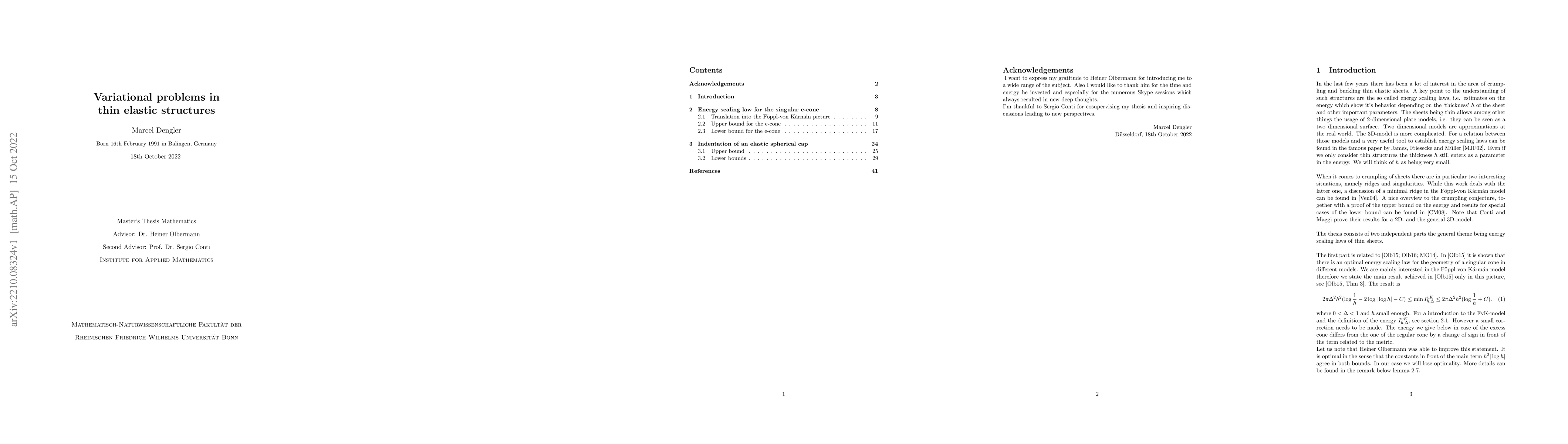 Thumbnail for Variational problems in thin elastic structures