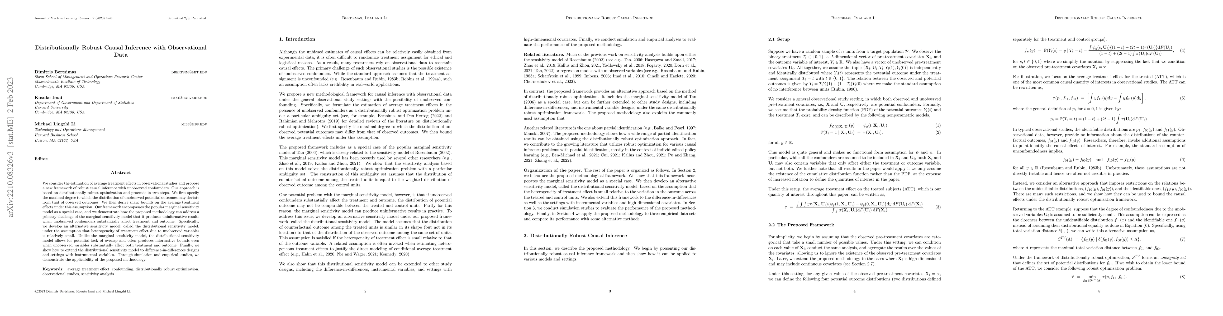 Thumbnail for Distributionally Robust Causal Inference with Observational Data
