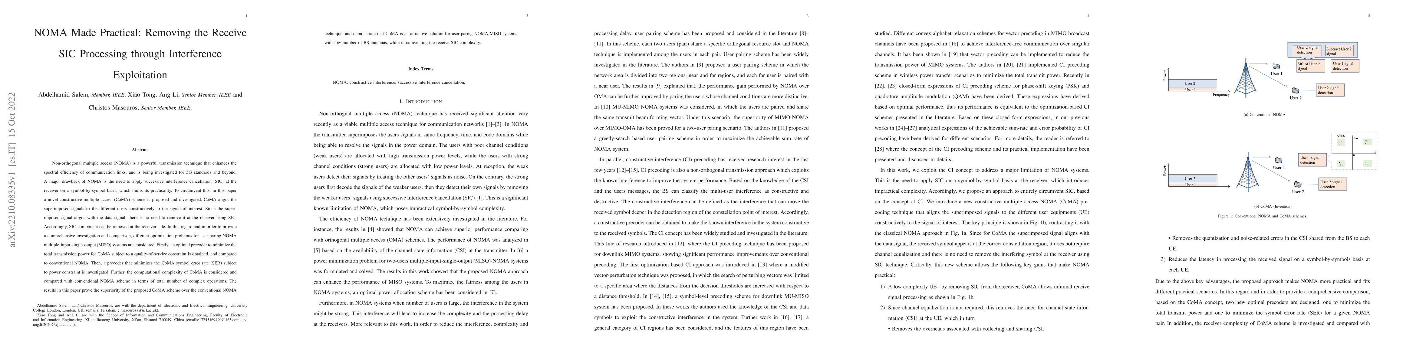Thumbnail for NOMA Made Practical: Removing the Receive SIC Processing through
  Interference Exploitation