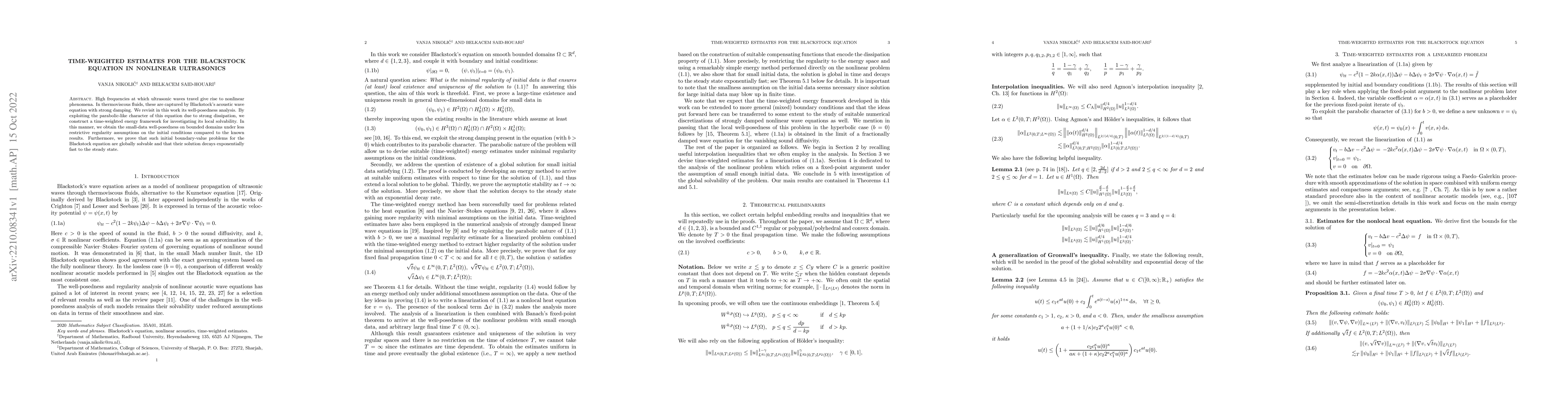 Thumbnail for Time-weighted estimates for the Blackstock equation in nonlinear
  ultrasonics