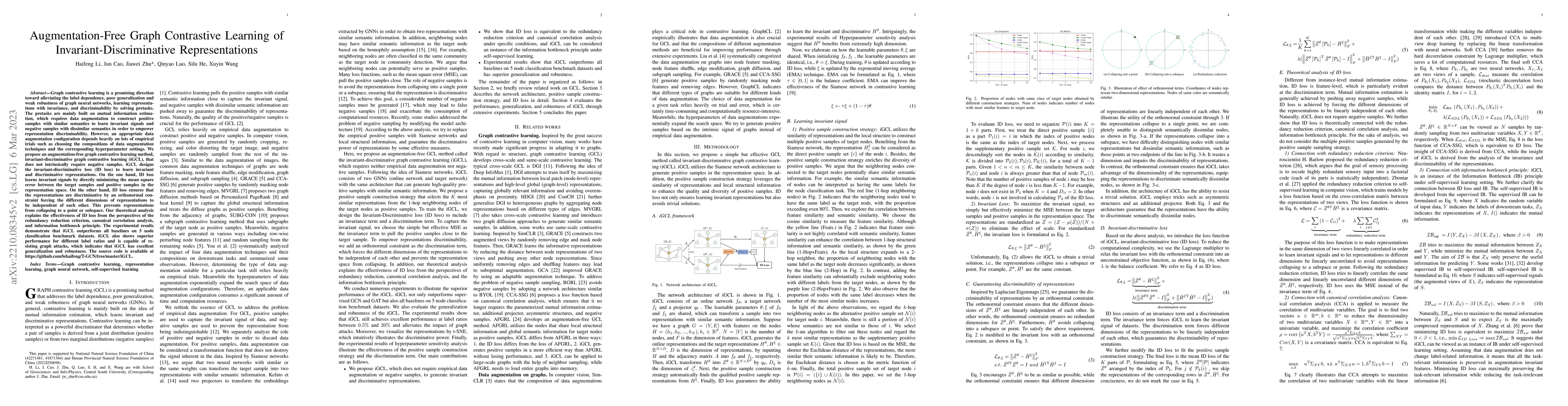 Thumbnail for Augmentation-Free Graph Contrastive Learning of Invariant-Discriminative
  Representations