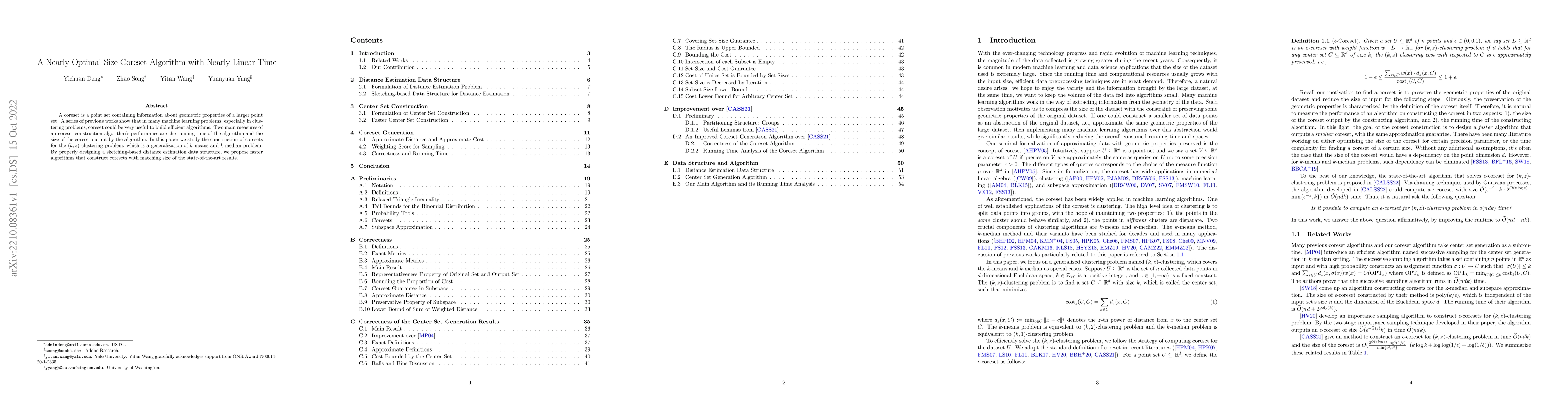 Thumbnail for A Nearly Optimal Size Coreset Algorithm with Nearly Linear Time