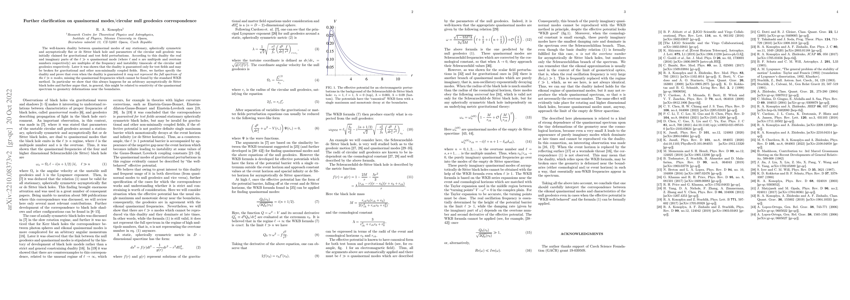 Thumbnail for Further clarification on quasinormal modes/circular null geodesics
  correspondence