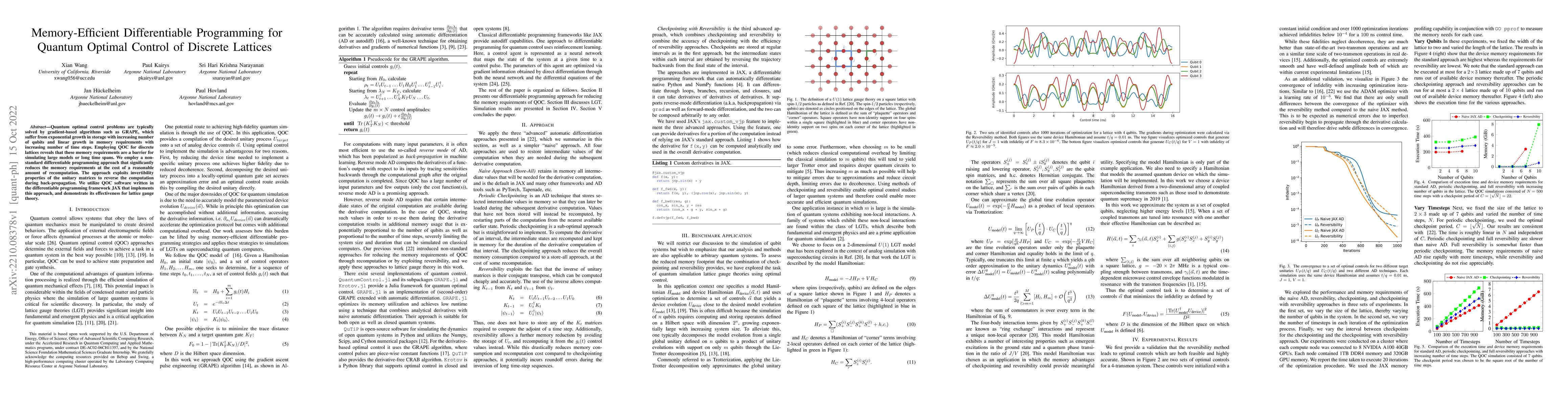 Thumbnail for Memory-Efficient Differentiable Programming for Quantum Optimal Control
  of Discrete Lattices