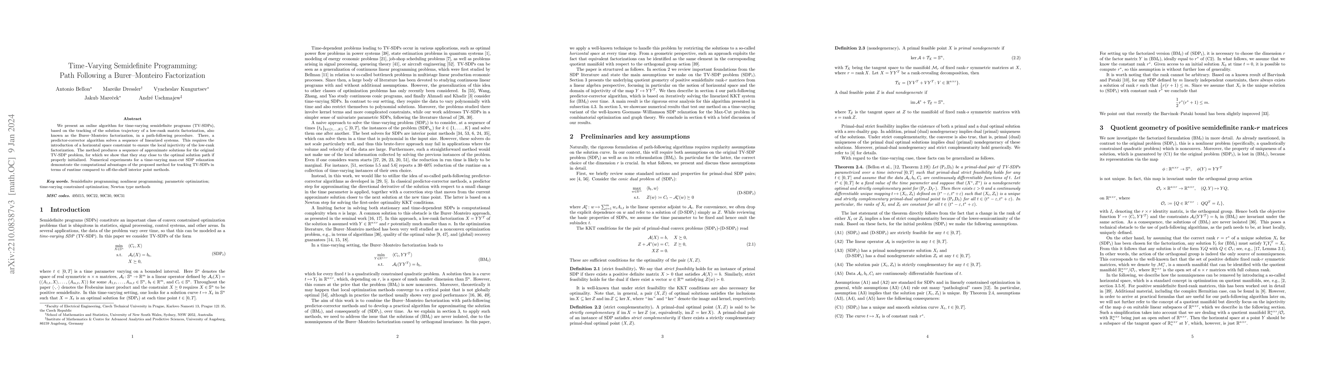 Thumbnail for Time-Varying Semidefinite Programming: Path Following a Burer-Monteiro
  Factorization