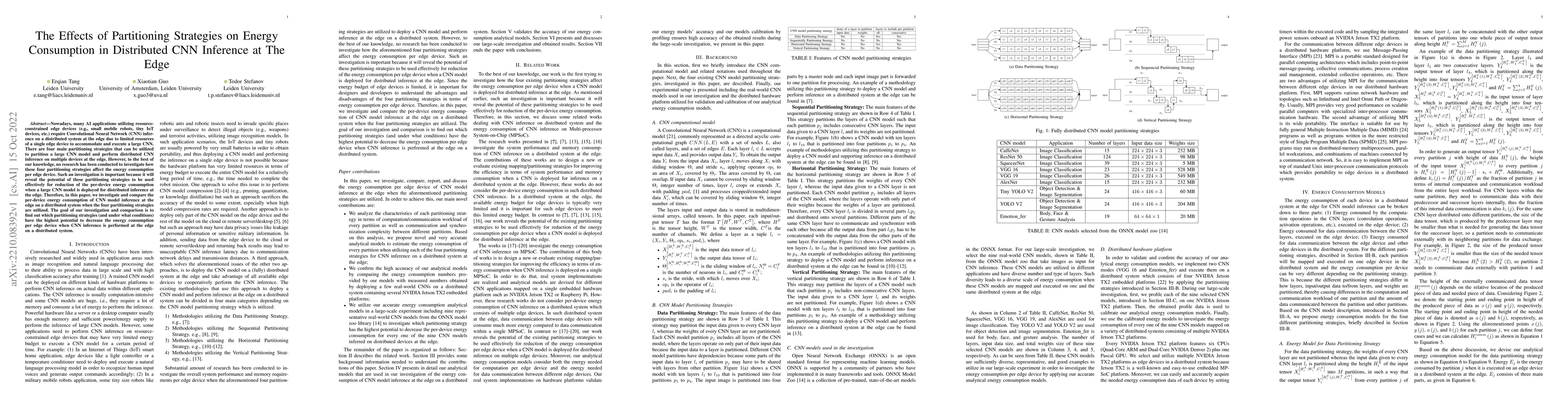 Thumbnail for The Effects of Partitioning Strategies on Energy Consumption in
  Distributed CNN Inference at The Edge