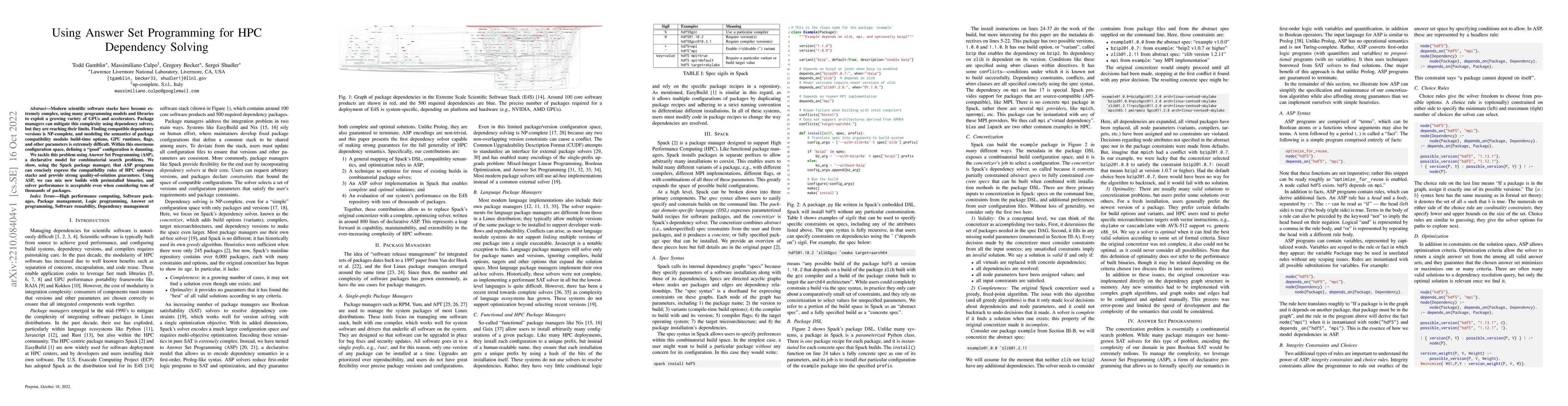 Thumbnail for Using Answer Set Programming for HPC Dependency Solving