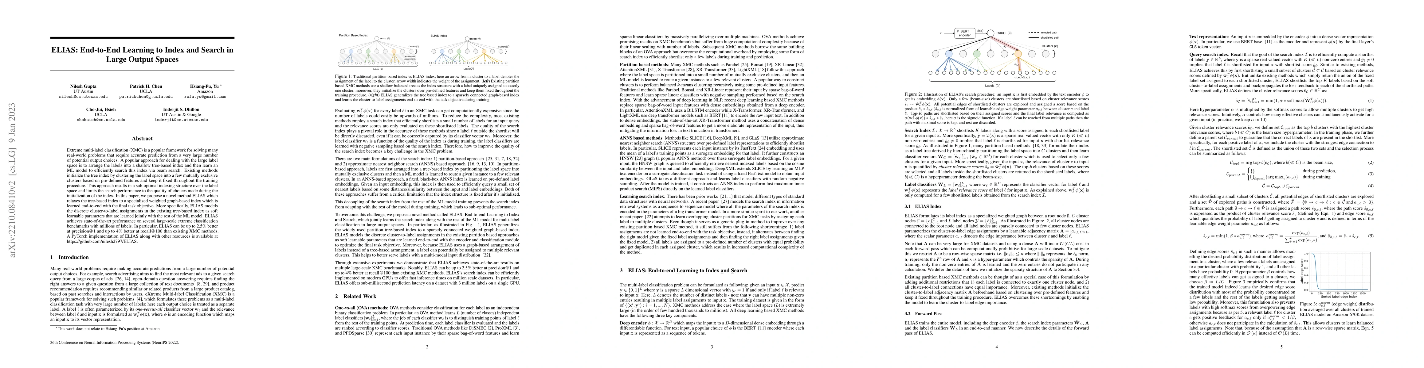 Thumbnail for ELIAS: End-to-End Learning to Index and Search in Large Output Spaces