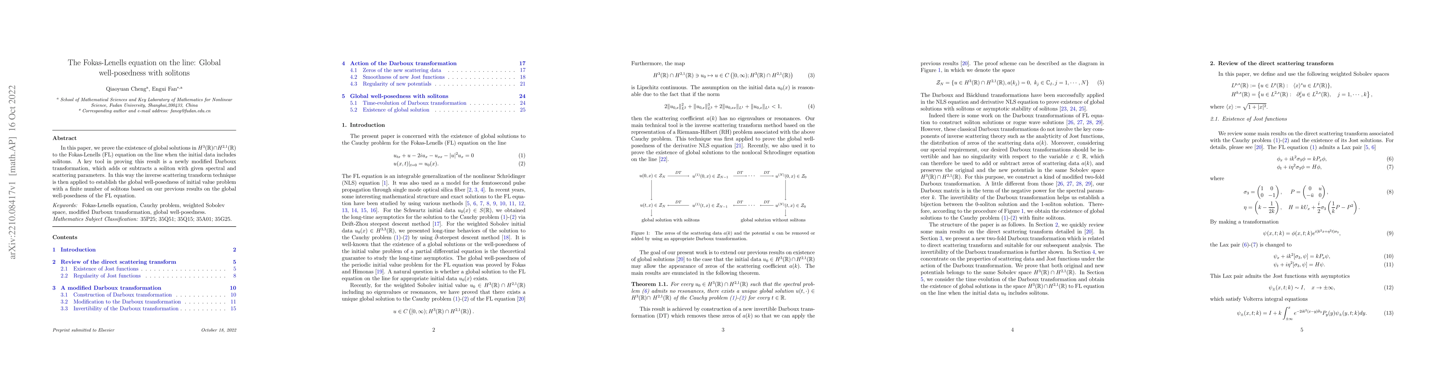 Thumbnail for The Fokas-Lenells equation on the line: Global well-posedness with
  solitons