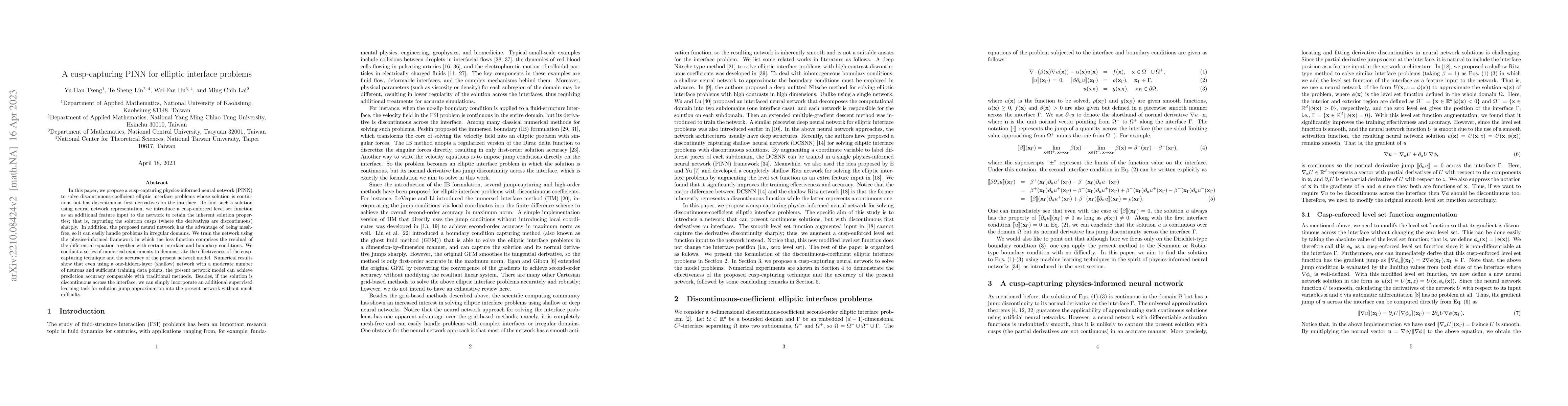 Thumbnail for A cusp-capturing PINN for elliptic interface problems