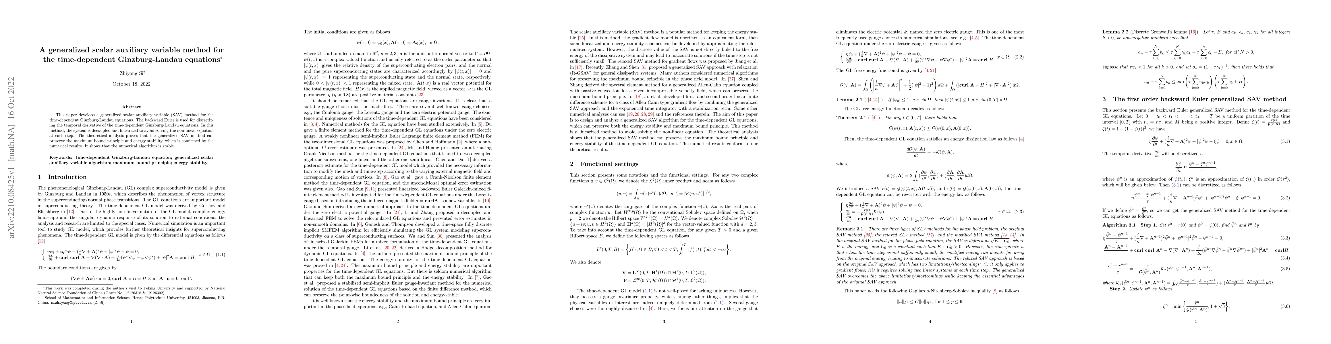Thumbnail for A generalized scalar auxiliary variable method for the time-dependent
  Ginzburg-Landau equations